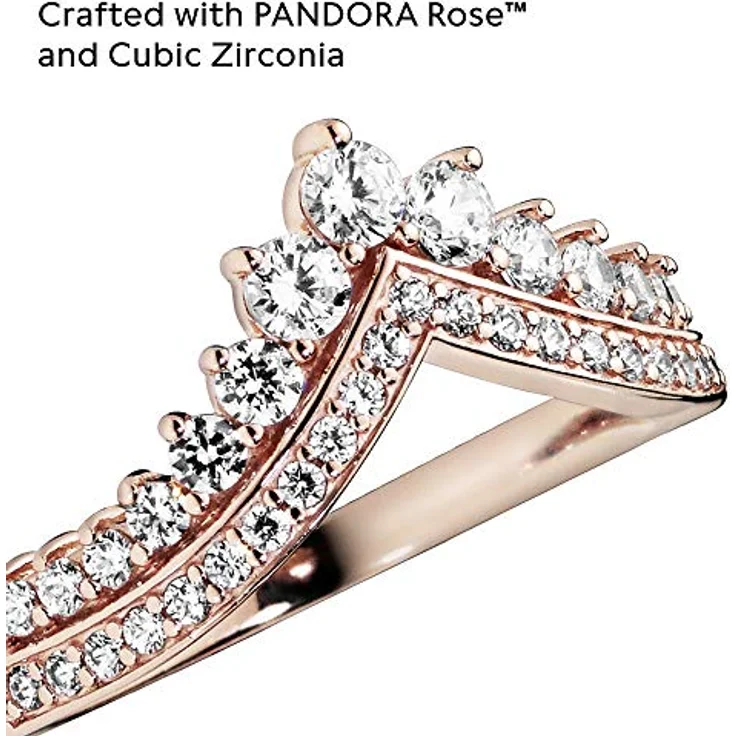 PANDORA Prinzessin-Wishbone Ring in Roségold, 14 Karat rosévergoldete Metalllegierung mit Cubic Zirkonia, Timeless Collection, Größe 56 – Bild 5