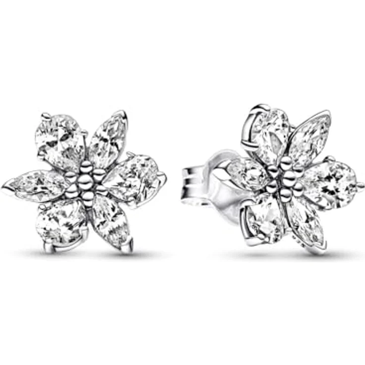 PANDORA Timeless Funkelnde Herbarium Cluster Ohrringe, Sterling Silber mit Zirkonia in Silber, inspiriert von der Natur – Bild 1