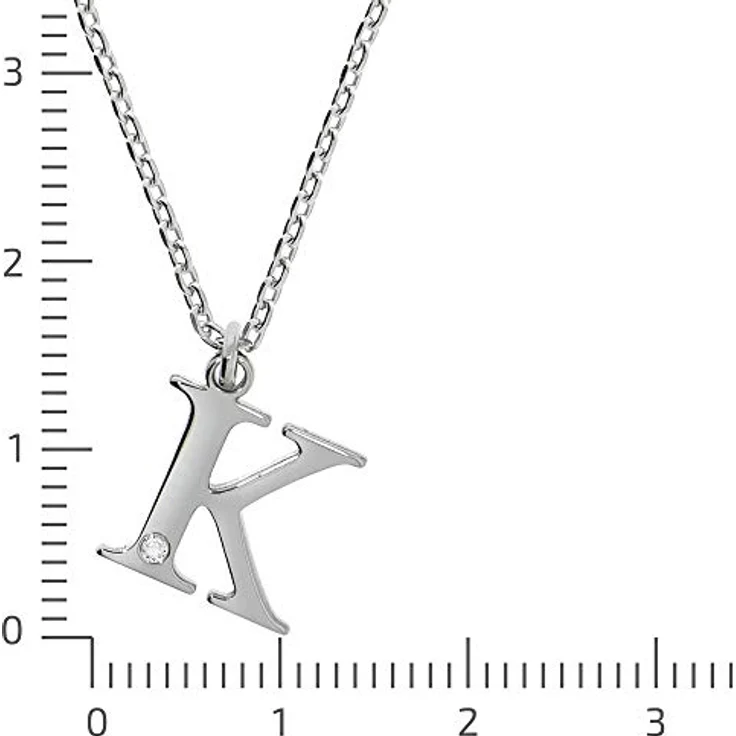Diamonds by Ellen K. Damen Halskette 925/- Sterling Silber, 45+3cm, glänzend, mit weißem Diamant 0,008ct, Buchstabe K – Bild 2