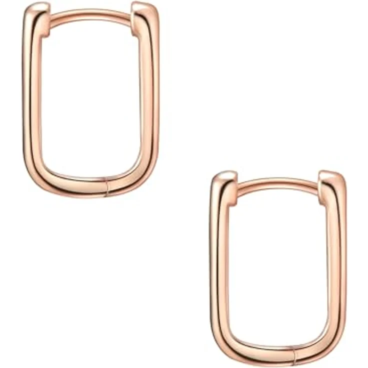 Glanzstücke München Damen Creolen Eckig, 925/- Sterling Silber rosévergoldet, rechteckige Ohrringe mit Klappverschluss, modern und vielseitig – Bild 3