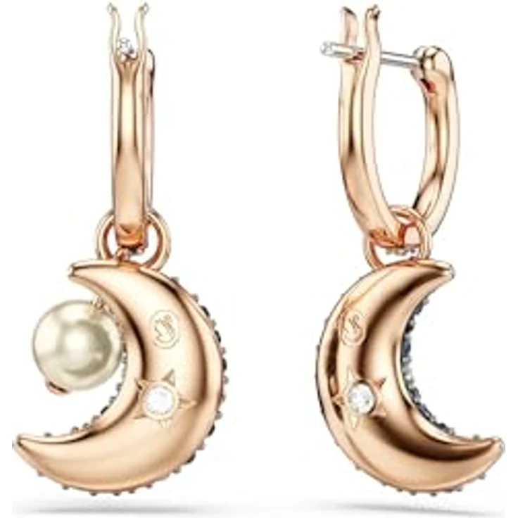 Swarovski Sublima Drop-Ohrhänger, Rosé Vergoldete Ohrringe mit Mond-Motiv und Swarovski Kristallen – Bild 4