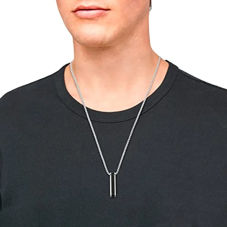 s.Oliver Kette mit Anhänger aus Edelstahl, Herren Halsschmuck, 55+5 cm, Silber, Geschenkbox, 2035796 – Bild 4
