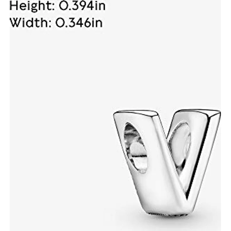 PANDORA Moments Buchstabe V, wendbares Alphabet-Charm aus Sterling-Silber mit geprägten Herzen und Perlen, kompatibel mit Armbändern Moments Kollektion – Bild 5