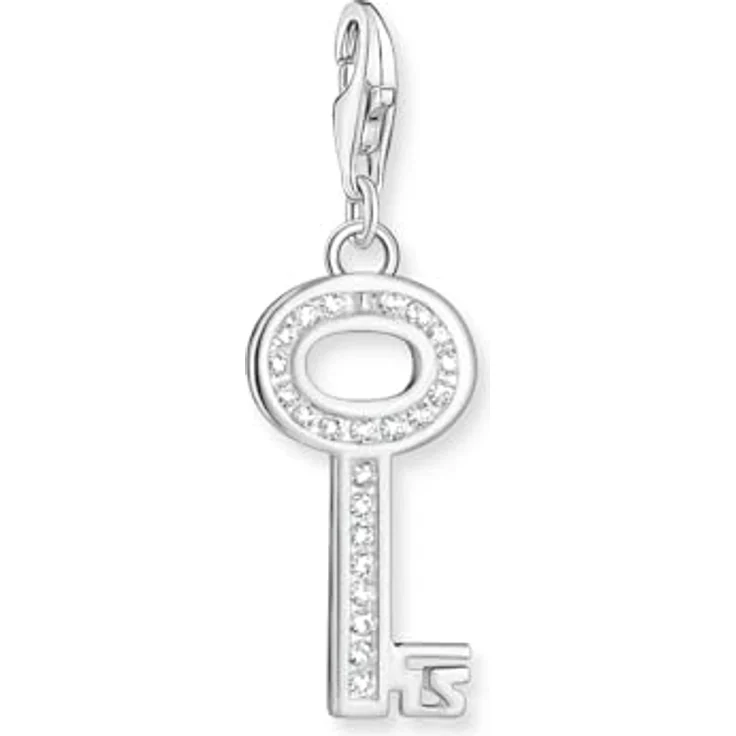 THOMAS SABO Charm Club-Anhänger Schlüssel, 925er Sterlingsilber mit weißen Zirkonia, für Armbänder und Ketten – Bild 1
