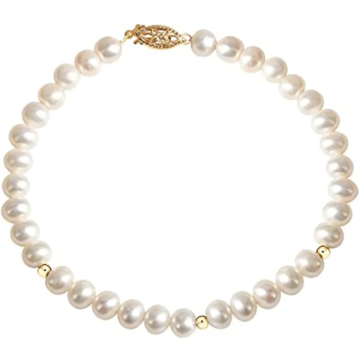Fascination by Ellen K. Damen Armband 585/- Gold, 20cm mit gelben Süßwasserzuchtperlen und Goldkugeln, inkl. Etui