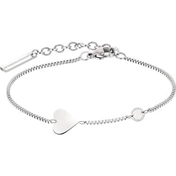 Liebeskind Armband LJ-0509-B-20, Edelstahl mit Karabinerverschluss, Länge 20 cm, Breite 0,12 cm, Anhänger 1,5 cm, silber