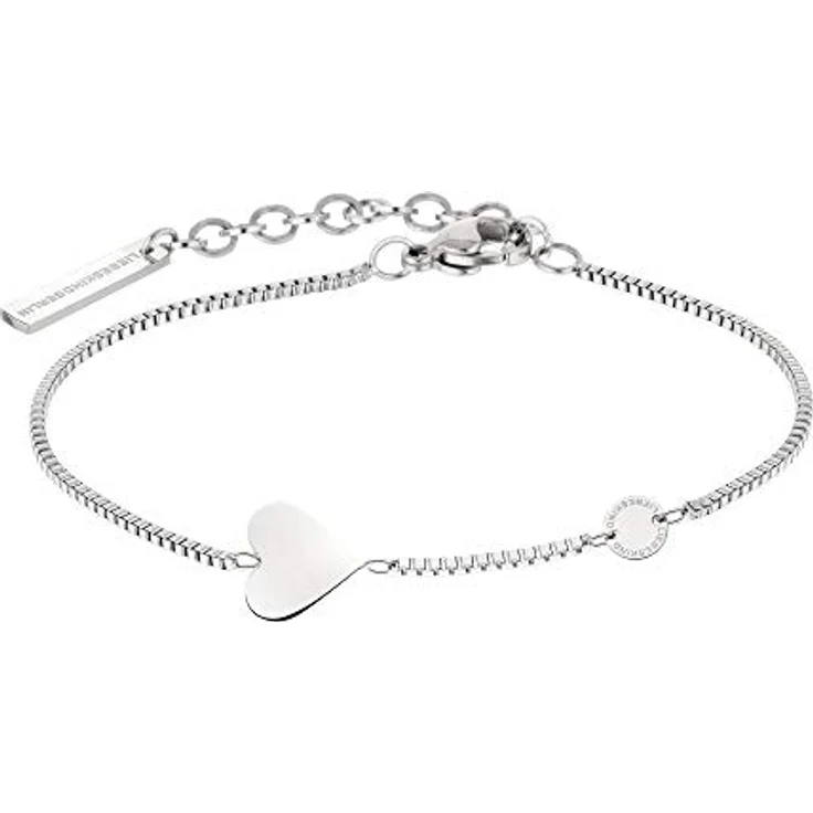 Liebeskind Armband LJ-0509-B-20, Edelstahl mit Karabinerverschluss, Länge 20 cm, Breite 0,12 cm, Anhänger 1,5 cm, silber – Bild 1