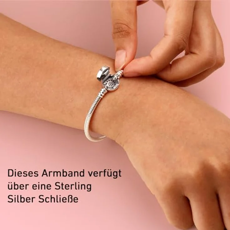 APUUESN Glitzernder Krone Charms Anhänger, 16CM Damen Armband aus Sterling Silber S925, mit Charme-Verschluss und Schlangenkette, ideal als Geschenk für Frauen zum Geburtstag – Bild 4