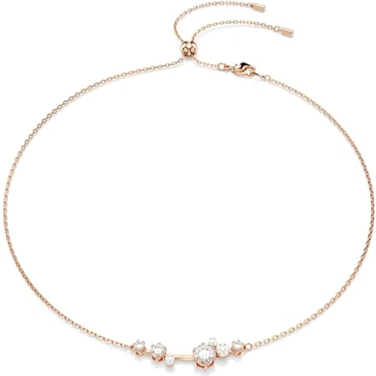 Swarovski Constella 5729504 Kristall Perlenkette, 38-48 cm, Roségold-Ton, weiß mit Zirkonia und Schiebekugelverschluss – Bild 1