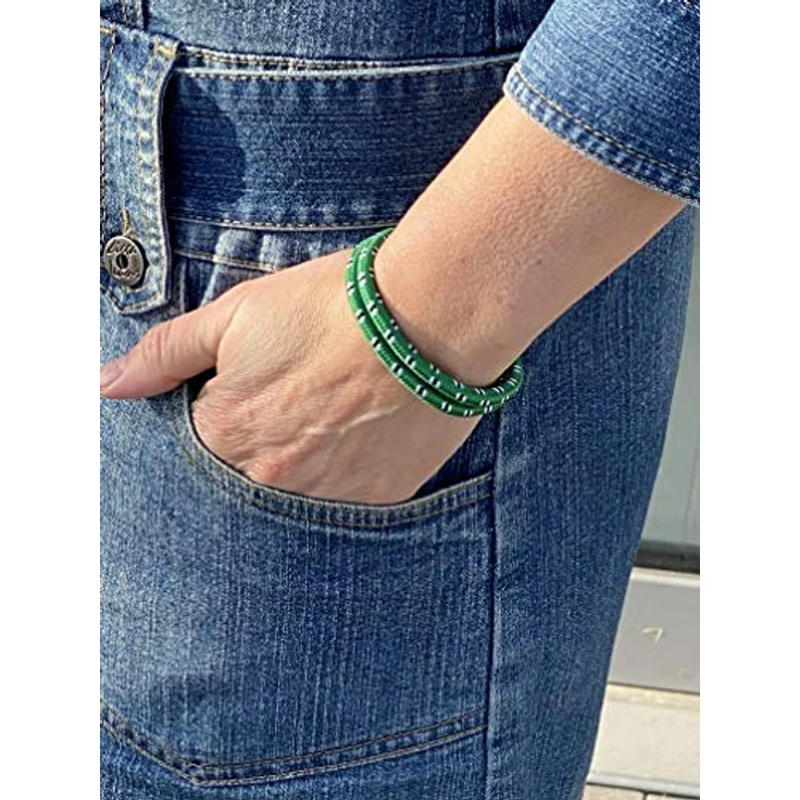 Galeara Noa Segeltau Armband, Geflochtenes Nautisch Armband mit Edelstahl Magnetverschluss, Grün-Weiß, Größe 175 mm – Bild 4