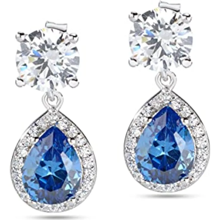 Morellato Damen-Ohrstecker SAIW10, 925 Sterlingsilber mit Zirkonen in Weiß und Blau, Länge 1,5 cm