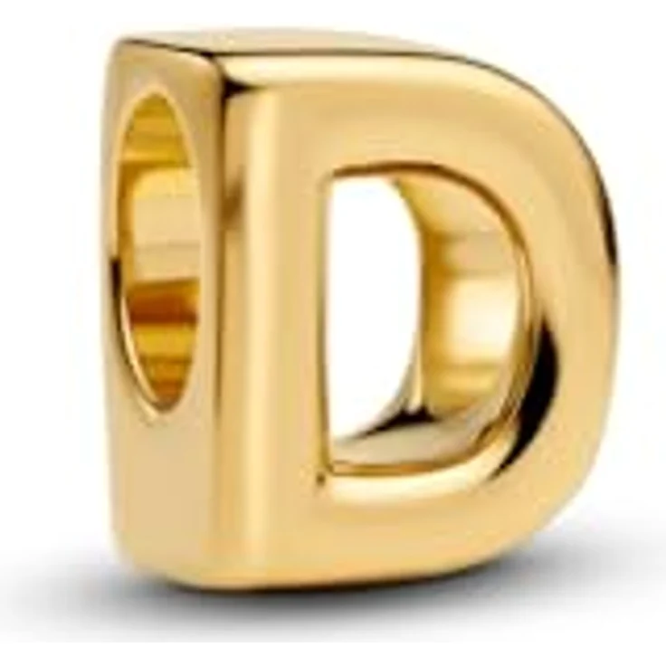 PANDORA Buchstabe D Alphabet-Mini-Charm, Sterling Silber mit 14 Karat Vergoldung, kompatibel mit Moments, Maße: 6,3 x 8,1 x 6,7 mm – Bild 1
