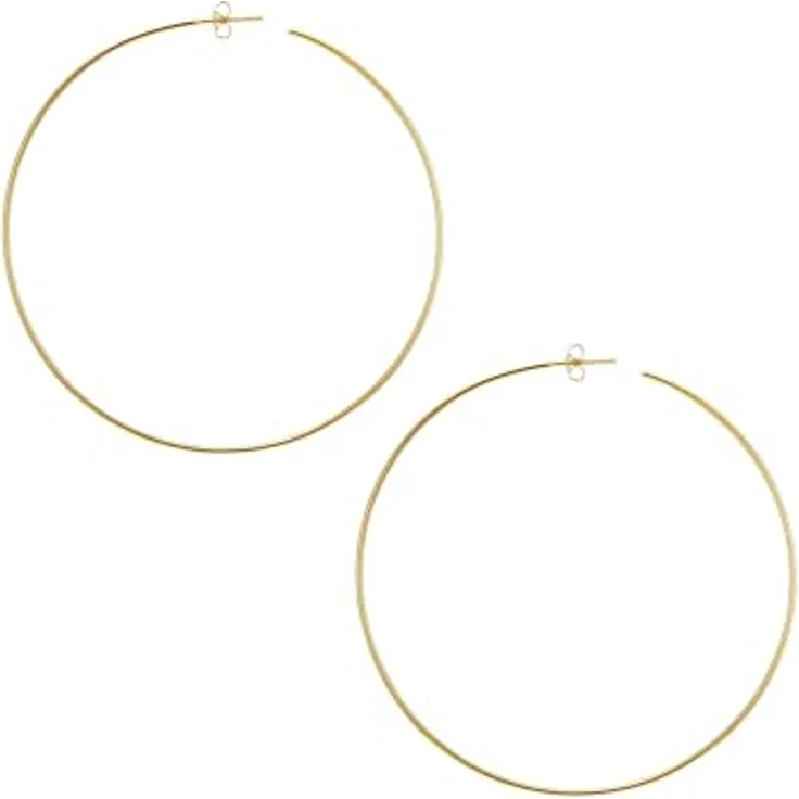 Lulu & Jane Damen Ohrringe Creolen aus Messing, gelbvergoldet 14 Karat, 53,6 mm hoch, hochglanzpolierte Oberfläche – Bild 2
