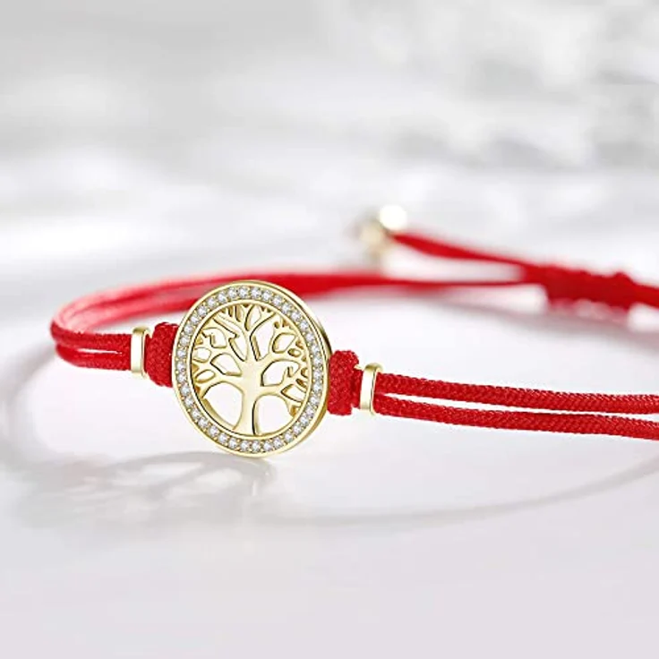 Jrêveinfini Lebensbaum Armband Damen Mädchen Kinder, Gold Silber 925, Stoff Glücksbringer Rot, personalisierte Geschenke für Frauen và Mädchen – Bild 3