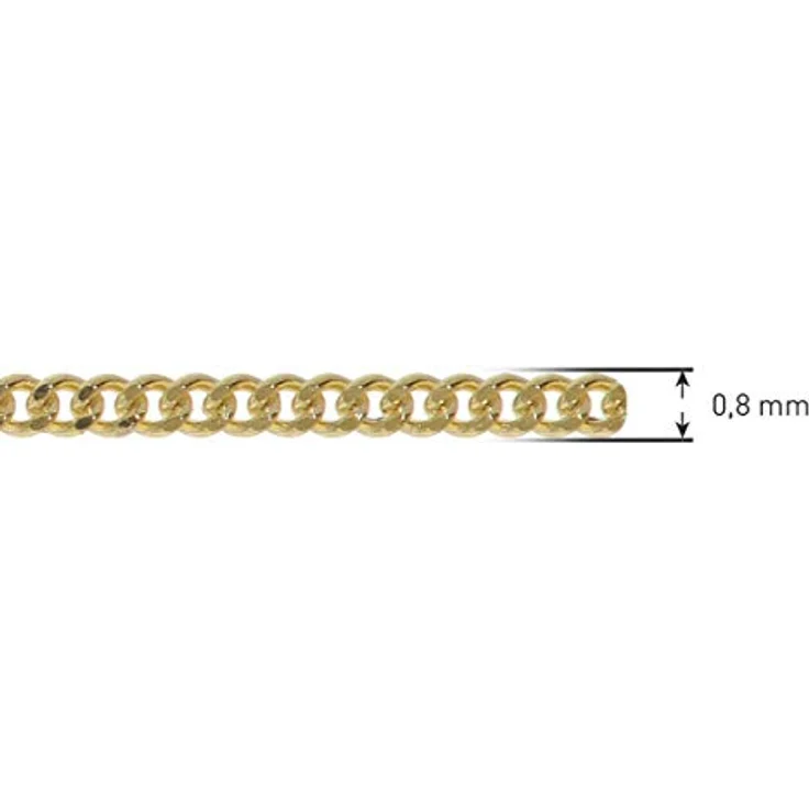 trendor Feine Panzerkette für Anhänger 585 Gold Flachpanzer 0,8 mm, zierliches Damen-Collier mit Federring-Verschluss, Made in Germany – Bild 5