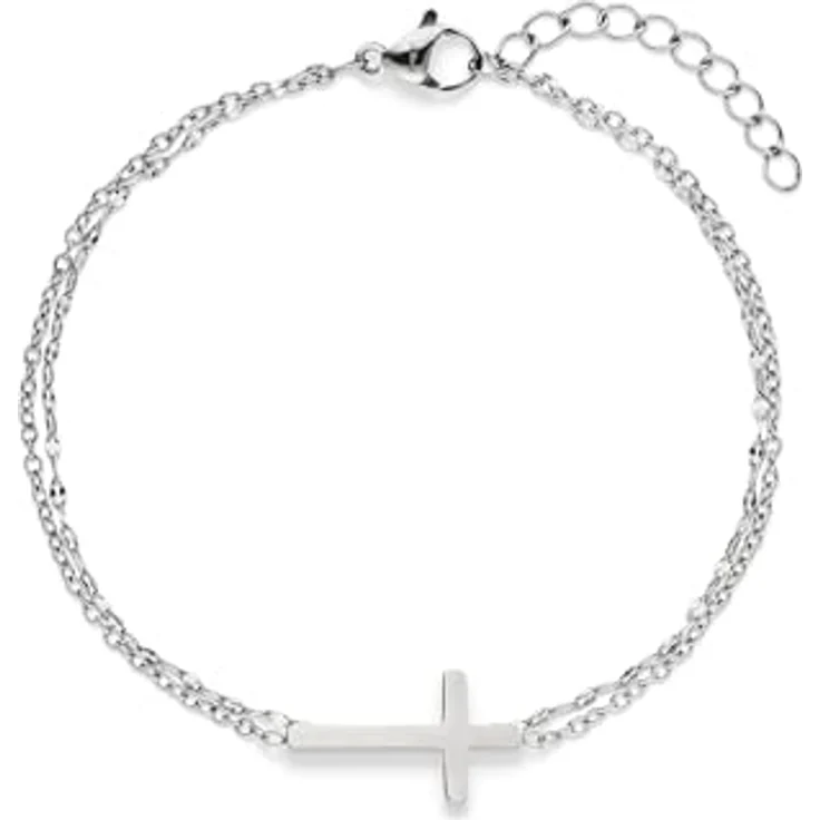 s.Oliver Bracelet, elegantes Armband aus poliertem Edelstahl, silber, Ankerkette verstellbar bis 21 cm, wasserfest & hautfreundlich – Bild 1