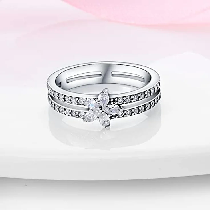 KUNSIR 925 Sterling Silber Damenring Liebesknoten, Retro-Vintage Design mit Zirkonia, Größe R1 – Bild 5