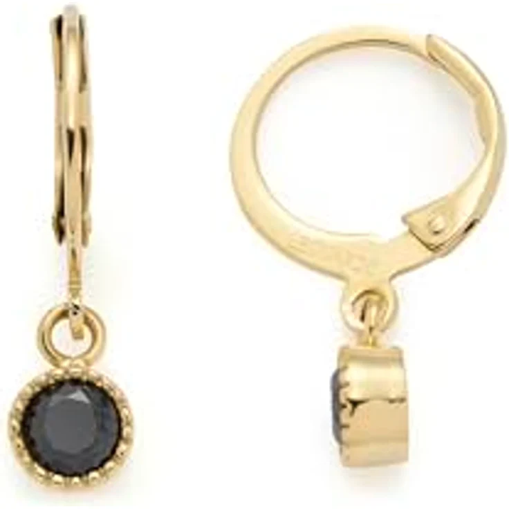 JEWELS BY LEONARDO Ciao Lola Ohrhänger, goldfarbener Edelstahl mit beweglichem schwarzem Glaskristall, 1 Paar, Schmuck Geschenk für Frauen, 018783 – Bild 2