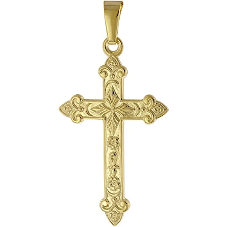 trendor Kreuz-Anhänger Gold 585 (14 Karat) 32 x 16 mm, elegantes Echtgold Schmuckstück für Damen und Herren, schöne Geschenkidee in Geschenk-Box – Bild 1