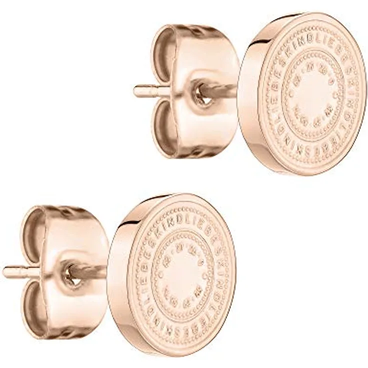 LIEBESKIND Ohrstecker, Edelstahl mit Münzprägung, 0,8 cm Durchmesser, Steckverschluss, in Geschenkbox