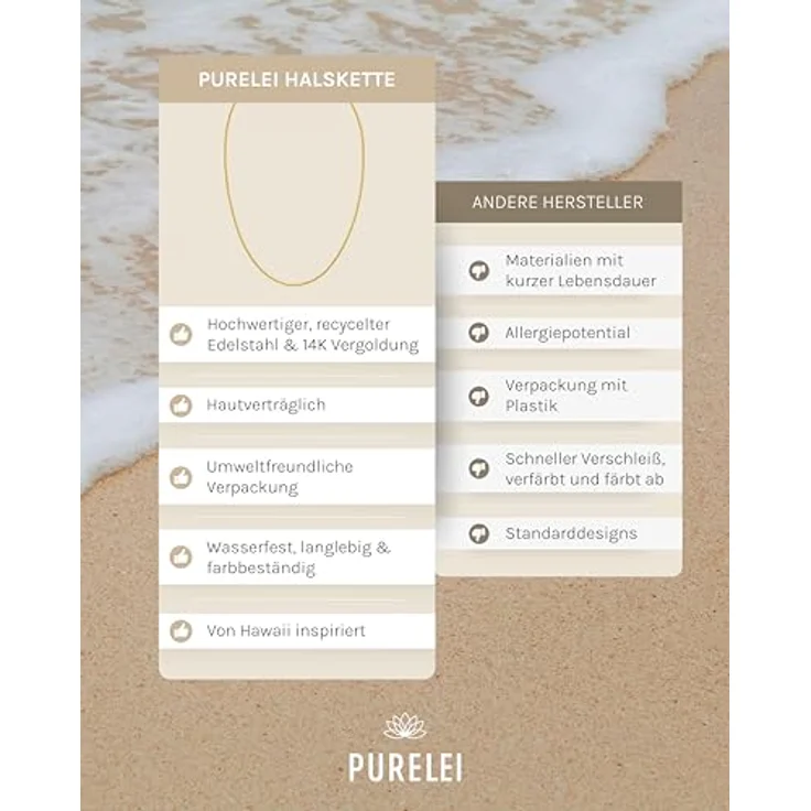 Purelei Sleeky Kette Damen (Gold) – Wasserfeste Edelstahl-Halskette, verstellbar 40-45 cm, perfekter Schmuck für individuellen Look – Bild 4