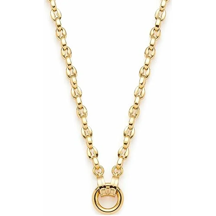 JEWELS BY LEONARDO Clip & Mix Romea, Halskette aus goldfarbenem Edelstahl, massive Bohnenform-Kettenglieder, 50 cm, Ring zum Anhängen von Charms, Geschenk Schmuck Damen – Bild 2