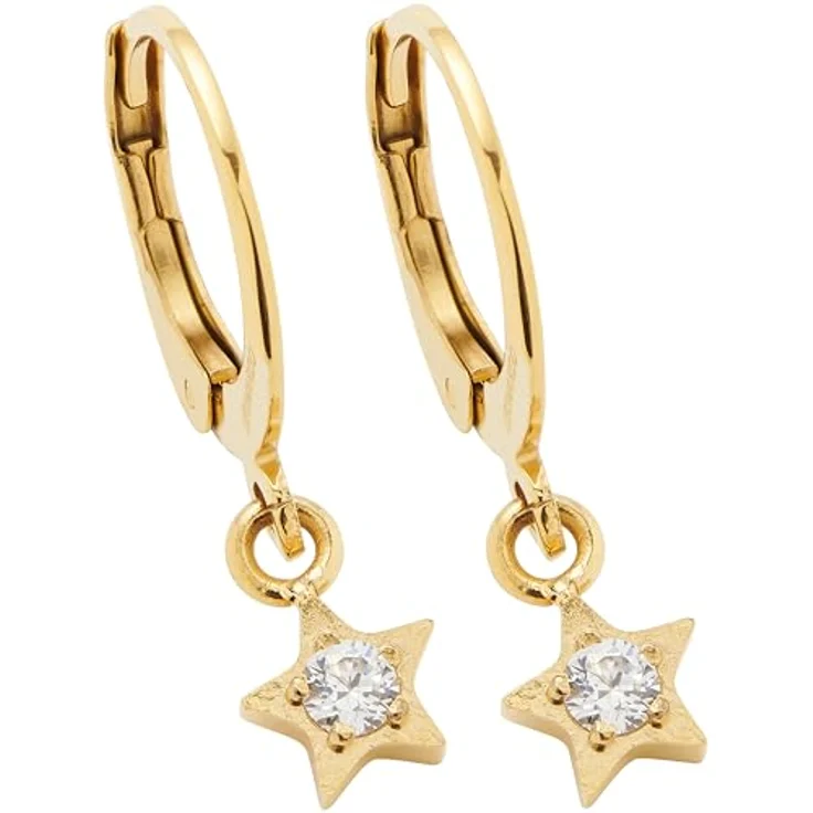 JEWELS BY LEONARDO Ciao Sattelite, Ohrringe aus goldfarbenem Edelstahl mit Zirkonia-Stein im hängenden Stern, 1 Paar Ohr-Hänger für Damen – Bild 1