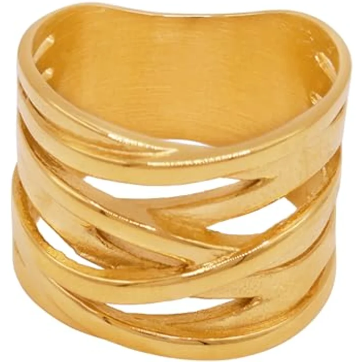 Heideman Ring Damen Serpi, goldfarbend matt, Edelstahl Damenring ohne Stein für Frauen – Bild 1