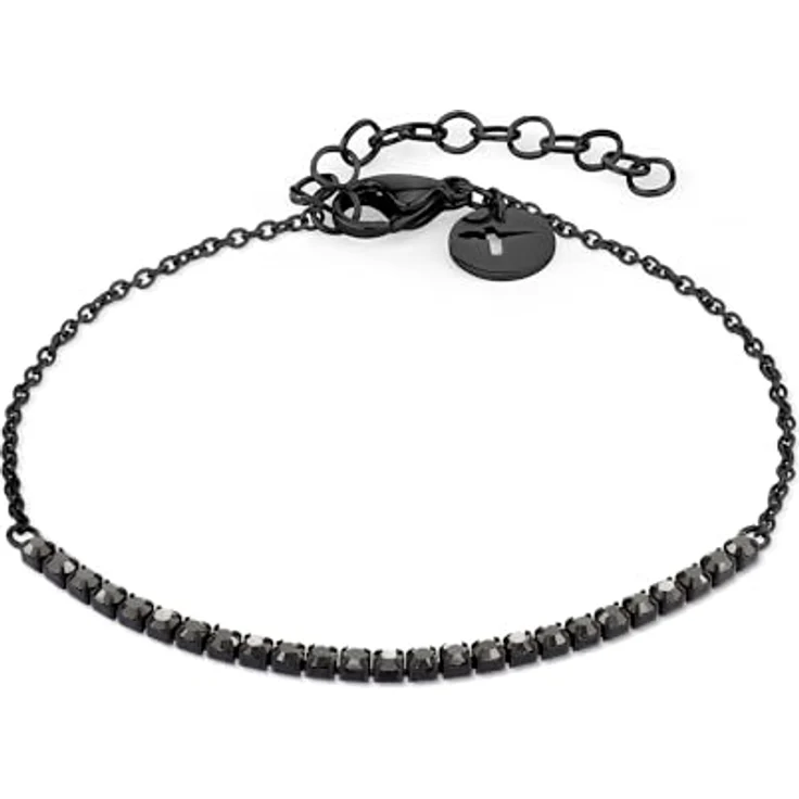 Tamaris Tennis-Armband Damen, Edelstahl IP Black mit Zirkoniasteinen, größenverstellbar und wasserfest – Bild 2