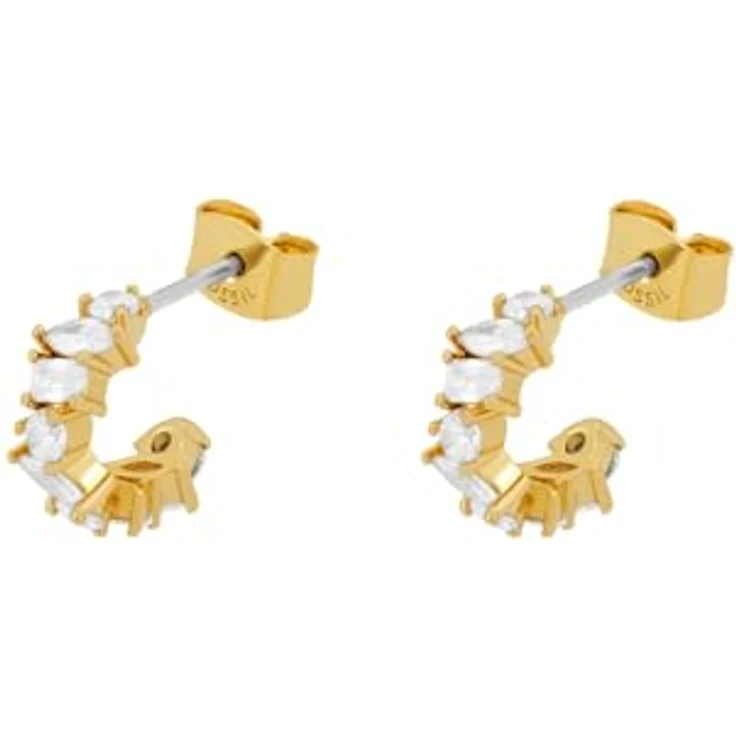 Fossil Ellis, Damen Ohrringe aus goldfarbenem Messing, poliert, Länge 12,5 mm, sichere Poussette – Bild 5