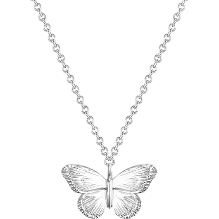 GLANZSTÜCKE MÜNCHEN Damen Kette Schmetterling, 925/- Sterling Silber rhodiniert, längenverstellbar, mit Federringverschluss