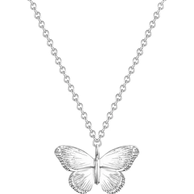 GLANZSTÜCKE MÜNCHEN Damen Kette Schmetterling, 925/- Sterling Silber rhodiniert, längenverstellbar, mit Federringverschluss – Bild 1