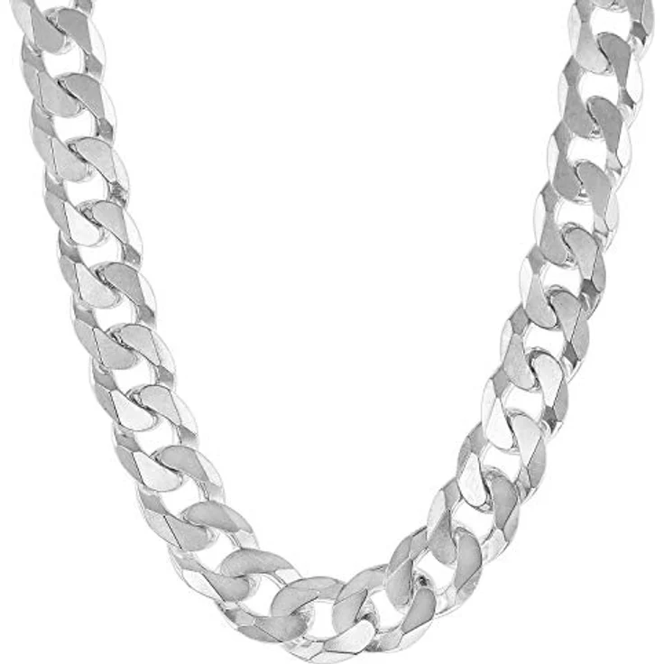 trendor Herren-Halskette Silber 925, Panzerkette 50 cm, Breite 7,8 mm, modischer Halsschmuck aus echtem Sterlingsilber, Geschenkidee für Männer – Bild 2