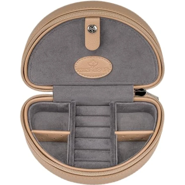 Windrose Kleines RV-Schmucketui Marvella, elegantes Accessoire in camel aus hochwertiger Lederoptik – Bild 4