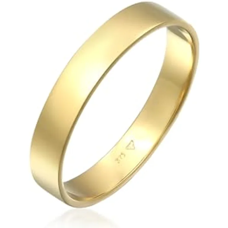 Kuzzoi Herrenring (4 mm) Gold, Handgefertigter Bandring aus 375 Gelbgold, Polierter Ehering / Verlobungsring, Ringgröße 60