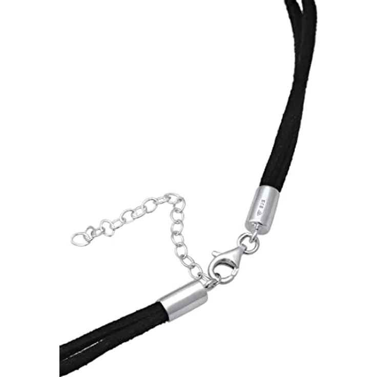 Elli Halskette Damen Choker Trend Kreis, Veloursleder Schwarz, 925 Sterling Silber, handgefertigt – Bild 4