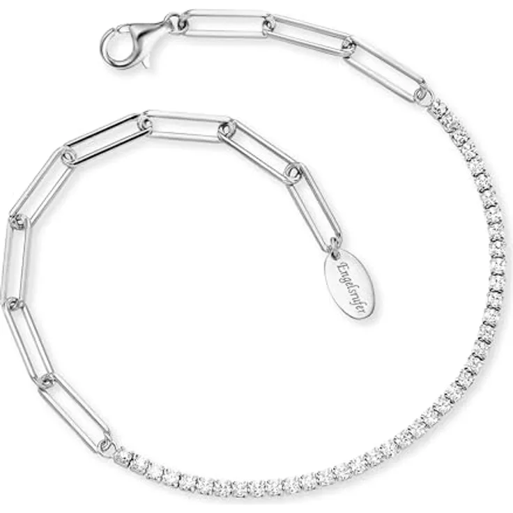 Engelsrufer Damen Armband, Sterling Silber mit 39 Zirkonia, nickelfrei, längenverstellbar 17+3cm, Karabinerverschluss