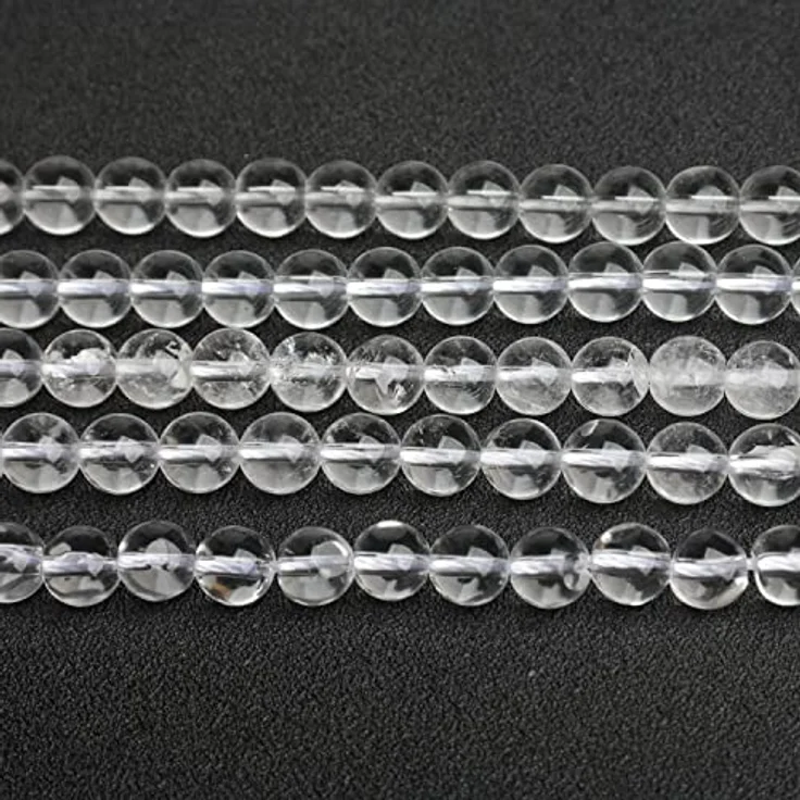SKYBEADS Natürliche Kristall Perlen, 8mm Klar Quarz, 38cm Strang mit ca. 46 Stück für Armbänder und Halsketten – Bild 5