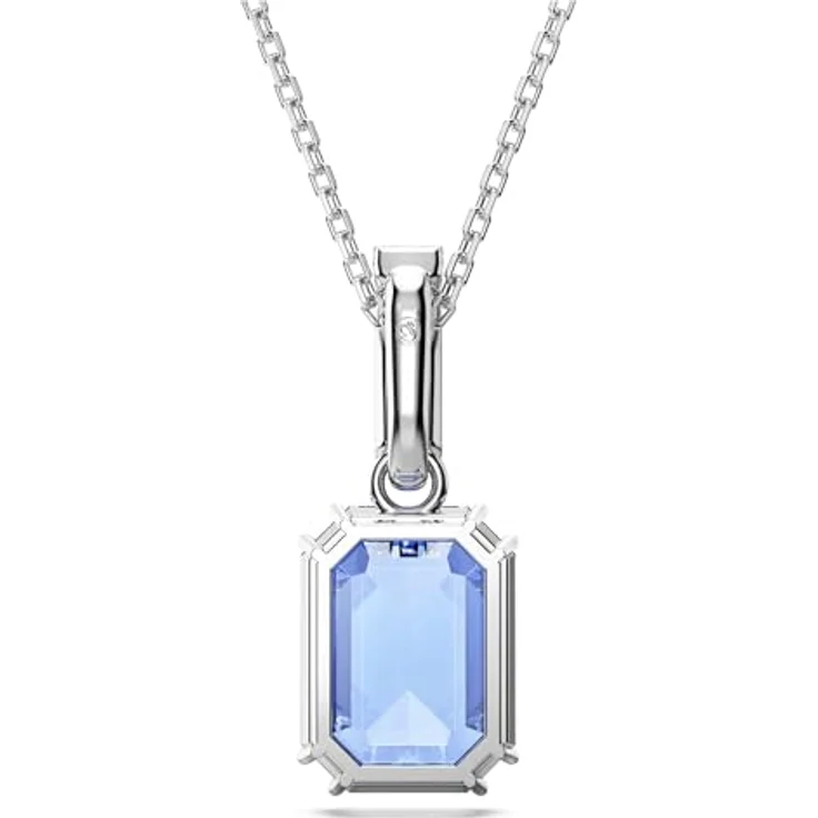 Swarovski Millenia Halskette, Blaue, Rhodinierte Damenhalskette mit Oktagon-Schliff und Strahlenden Kristallen im Farbverlauf – Bild 4