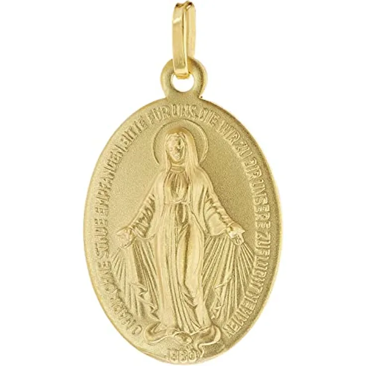 trendor Milagrosa Anhänger 585 (14K) Gold Medaille Madonna, beidseitig geprägt, 20 x 15 mm, stilvolle Geschenkidee für Damen und Herren
