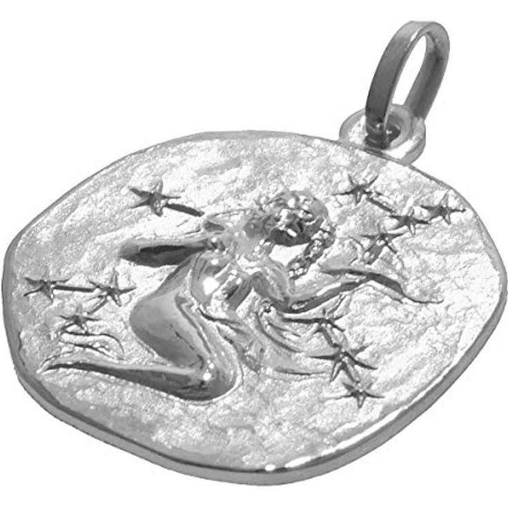 trendor Sternzeichen Jungfrau Halskette 925 Silber, Ø 16 mm Tierkreiszeichen Anhänger mit 45 cm Kette für Damen, Herren und Kinder, rhodiniert – Bild 2