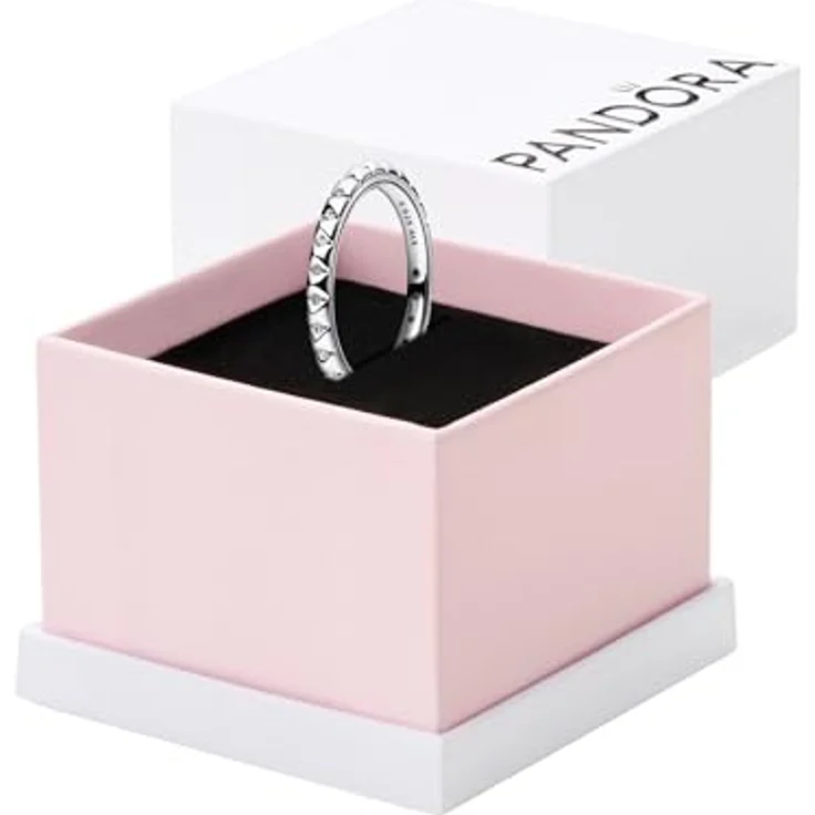 PANDORA Silberring Damen Pyramiden 192800C01-60, Bandring mit Zirkonia, Größe 60/19,1, silber – Bild 1