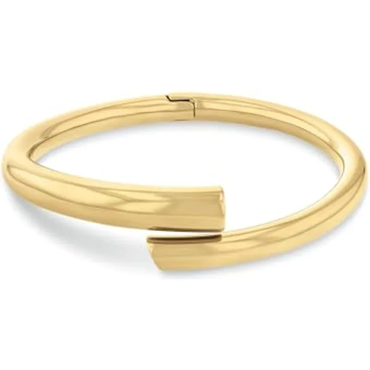 Calvin Klein CK SPIRAL Armreif für Damen, Edelstahl mit goldfarbener Oberfläche, Klappverschluss, Umfang 61 mm