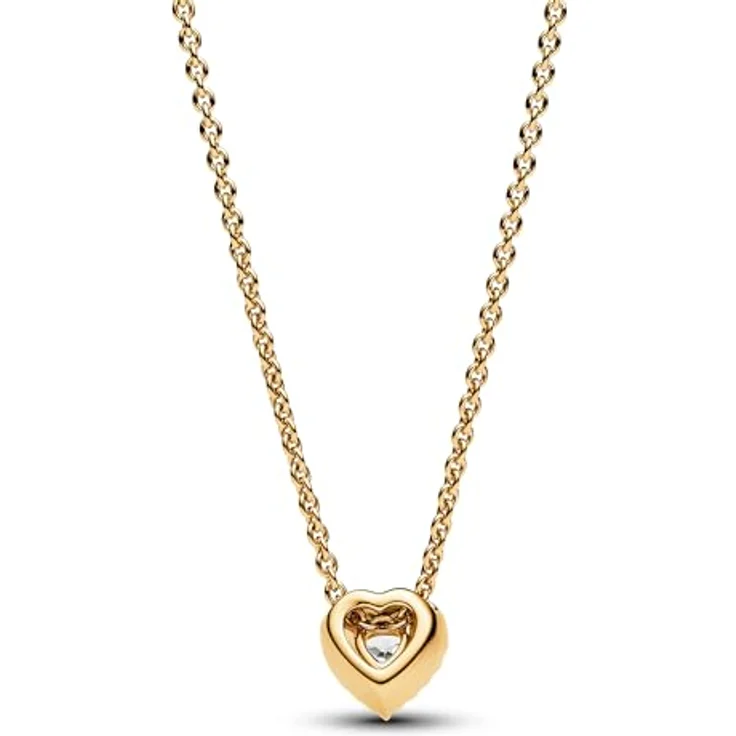 PANDORA Timeless Funkelndes Herz Collier-Halskette, Sterling Silber mit vergoldeter Metalllegierung und Zirkonia Steinen, 45cm, 368425C01-45 – Bild 2