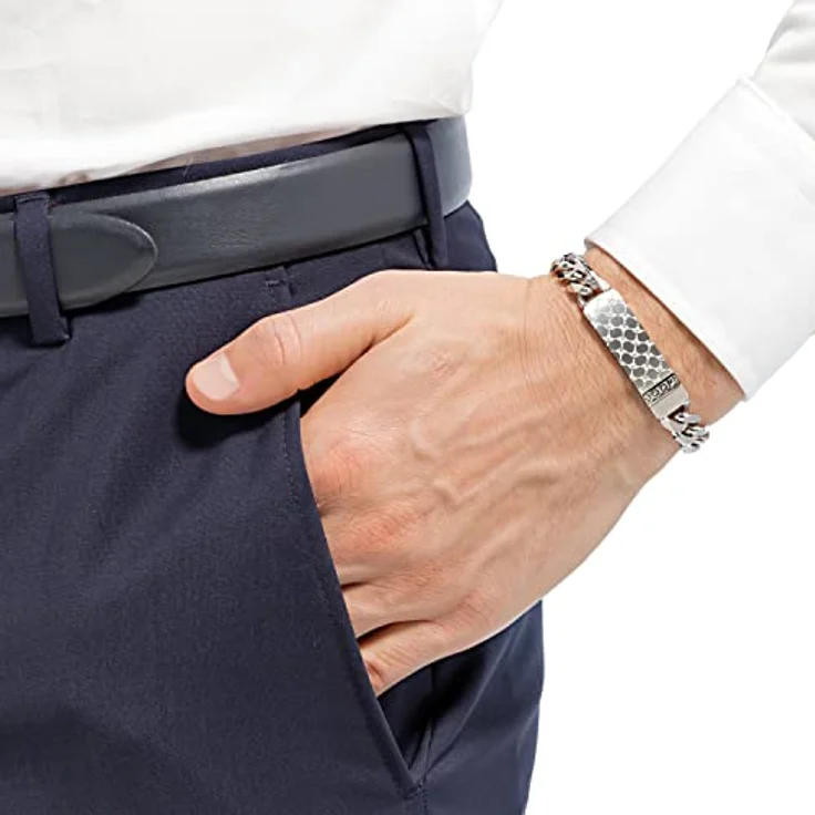JOOP! Identarmband Edelstahl Herren-Armschmuck, 21 cm, Silber, mit Karabinerverschluss, in Schmuck Geschenk Box, 2033966 – Bild 3