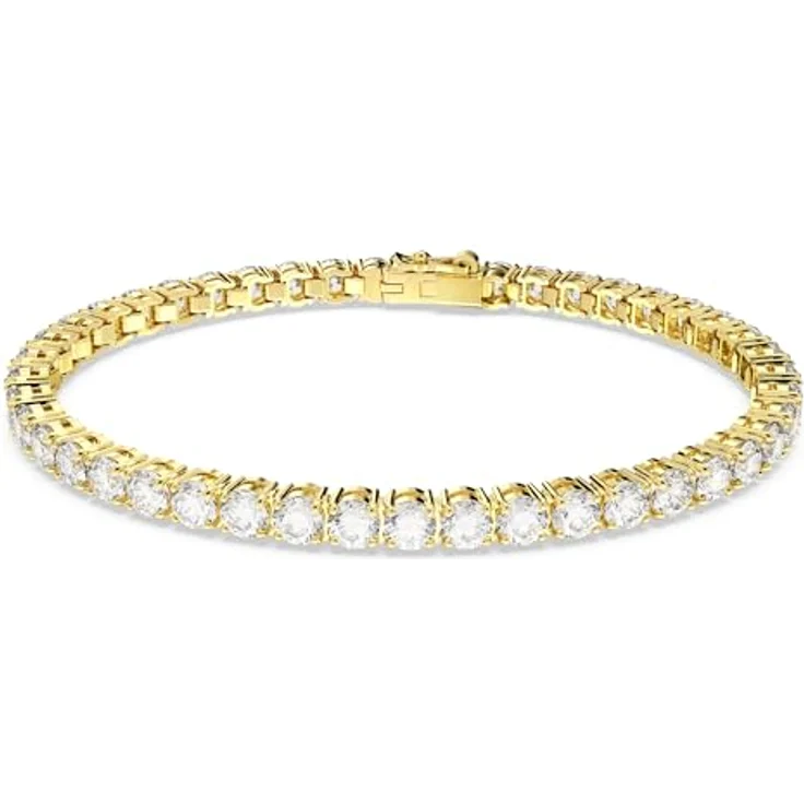Swarovski Matrix Tennis Armband, Rundschliff, Weiß, Goldlegierungsschicht – Bild 1