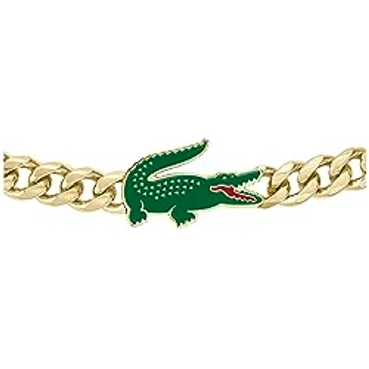 Lacoste ARTHOR Gliederarmband für Herren, Edelstahl mit Gelbgoldener IP-Beschichtung, 19 cm, Karabinerverschluss, Krokodil-Logo mit Emaille – Bild 2