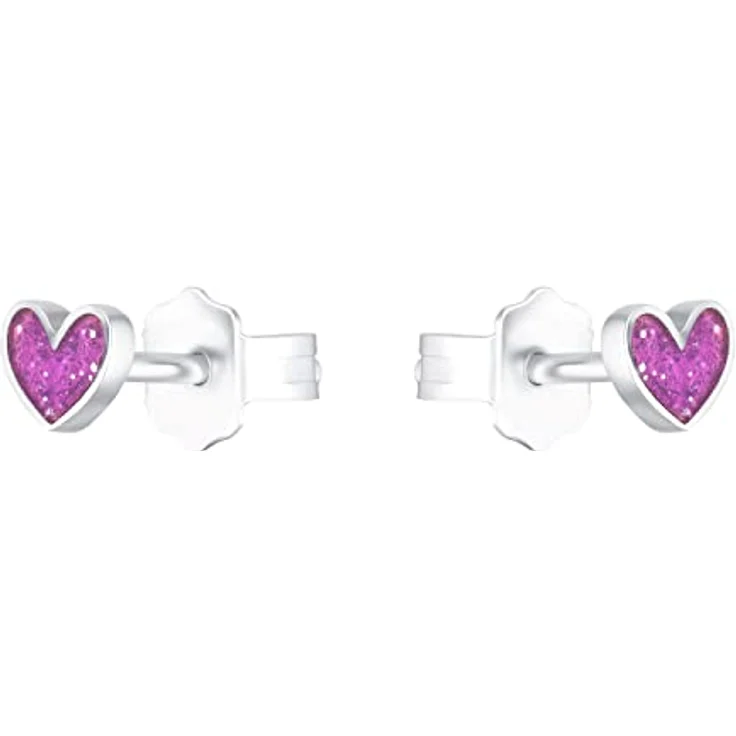 Prinzessin Lillifee Paar Ohrstecker Purple Heart, 4 mm Echtschmuck aus 925 Sterling Silber mit Rhodiumveredelung und Emaille-Dekor – Bild 4