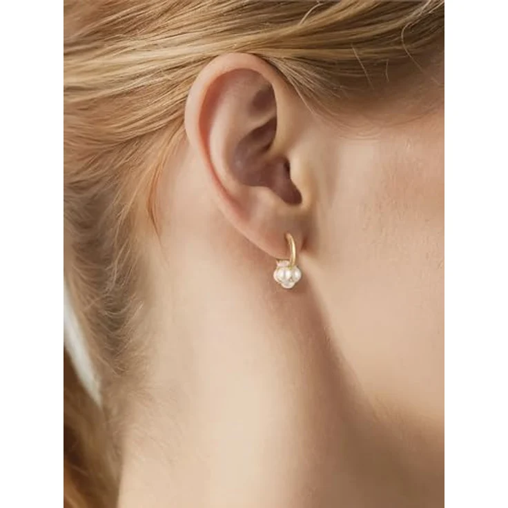 Yokoamii Damen Creolen aus gelbvergoldetem Messing 14 Karat mit synthetischer Perle (ca. 4,5-5,0 mm) und weißen Zirkonia – Bild 3