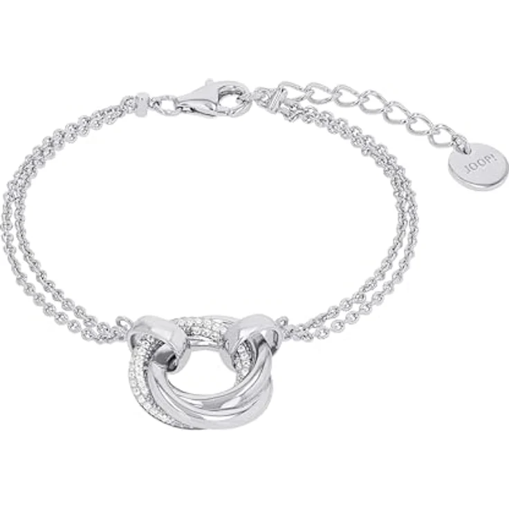 JOOP! Halskette 925 Sterling Silber für Damen, Halsschmuck mit Zirkonia-Steinen, rhodiniert, 17+3 cm mit Karabinerverschluss, inklusive Schmuckbox – Bild 1